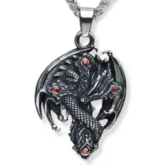 GENERICO - Collar para Hombre Dije Cruz Dragón Medieval de Acero Color Plata