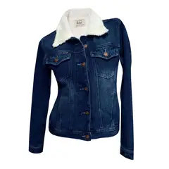 MODA EN CIRCUITO - Chaqueta de Jean Forrada en Ovejero Para Mujer AZUL OSCURO