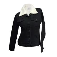 MODA EN CIRCUITO - Chaqueta de Jean Forrada en Ovejero Para Mujer color NEGRO