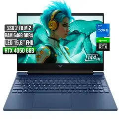 HP - VICTUS INTEL CORE I7-12650H RTX 4050 6GB SSD 2TB RAM 64GB LED 15,6" FHD 144Hz