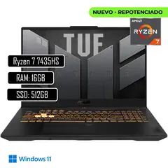 ASUS - PORTATIL TUF GAMING AMD RYZEN 7 7435HS 16GBDDR5 512 SSD PANT 15,6" FHD RTX 4050 6GB