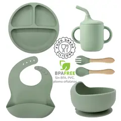 BEBE - Set Vajilla Silicona Para Bebés Verde