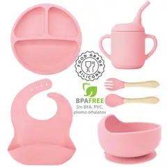 BEBE - Set Vajilla Silicona Para Bebés Rosa claro