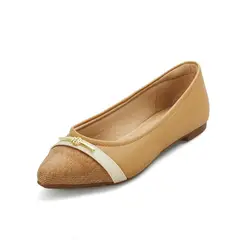 MODARE - Baleta Taupe- Crema Dorado