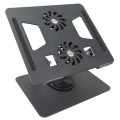 GENERICO - Base Portátil Plegable Metálica Con 2 Ventiladores Gira 360°