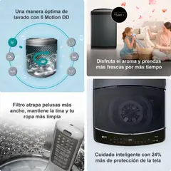 LG - Lavadora Carga Superior 19 Kilos WT19DV6 Inteligencia Artificial Gris