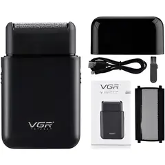 VGR - Afeitadora Mini Shaver Patillera V-390 Viaje Recargable
