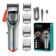 VGR - Máquina Barbería Profesional V-647 Magnético 9000 Rpm Plateado