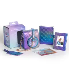 GENERICO - Estuche Para Instax Mini 12 Con Álbum, Marcos Y Stickers – Kit 5 En 1 Azul Violeta Perla