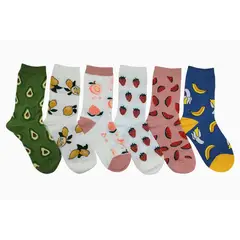 GENERICO - MEDIAS CANILLERAS FRUTALES MULTICOLOR UNISEX PACK *6