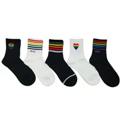 GENERICO - MEDIAS CANILLERAS DE PRIDE MULTICOLOR UNISEX PACK 5