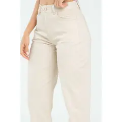 RAGGED - Pantalon mom cinco bolsillos Beige claro
