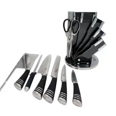 GENERICO - Set de Cuchillos Acero Inoxidable Bass 8 Piezas Negro con Base