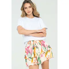 RAGGED - Falda capas mini Marfil