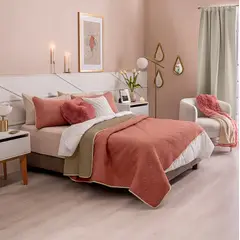 VIANNEY - Cubrelecho Novo Deep Rose Talla King Doble Vista -