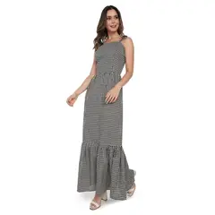 RAGTEX - VESTIDO LARGO CASUAL DE MUJER NEGRO-BLANCO R-2017
