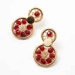 ENIGMA - Aretes Oda Con Piedra Natural Dorado Para Mujer_.