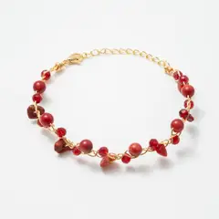 ENIGMA - Pulsera Mao Piedras Naturales Dorado Para Mujer_.