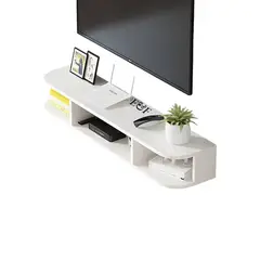 GENERICO - Repisa Flotante Tv Nórdica De 90cm Con Pasa Cable Blanco