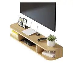 GENERICO - Repisa Flotante Tv Nórdica De 90cm Con Pasa Cable Olmo