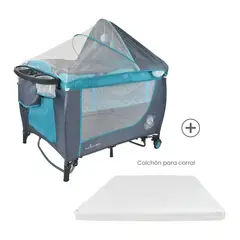 PRIORI - Combo Cuna Mecedora Nápoles Azul + Colchón Ortopédico PB2385