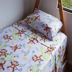GENERICO - Juego de sabanas microfibra infantil estampado mono Sologar