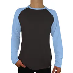 FUERA DEL MOLDE - Camiseta Negro Azul Bebé Manga Larga Raglan Ranglan Unisex Premium