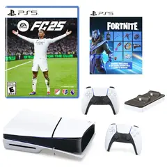 SONY - Consola Ps5 Slim1TB+2 Mandos+Fc 25+ Fornite+Cargador Dobe