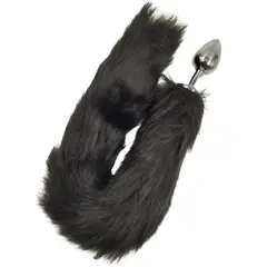 GENERICO - Plug Anal Acostumbrador Dilatador Anal Cola Zorro Talla M Negro