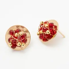 ENIGMA - Aretes Topo Audacia Circular con Piedras Naturales Dorado Para Mujer