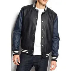 URBAN PLUS - CHAQUETA HOMBRE BEISBOLERA NEGRA AZUL