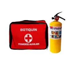 NACIONAL - EXTINTOR VEHICULAR 5 LB + BOTIQUIN BASICO 18 ELEMENTOS