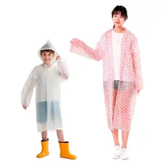 GENERICO - Kit X2 Capa Lluvia Adulto Y Niño Impermeable Eva Botones P ROJO BLANCO
