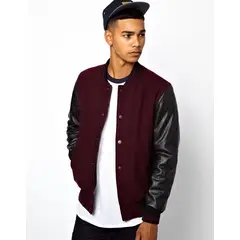 URBAN PLUS - Chaqueta hombre beisbolera vinotinto negro