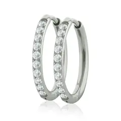 AGHA JEWELRY - Titanio Candonga con cristales de lado Para Lóbulo