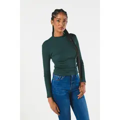 KOAJ - Camiseta unicolor con cuello alto y manga larga MUJER
