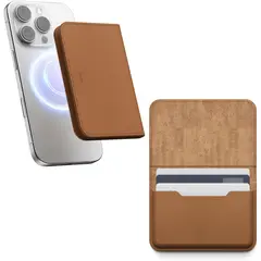 ELAGO - Cartera Magnética De Cuero Vegano Para Celular Marrón