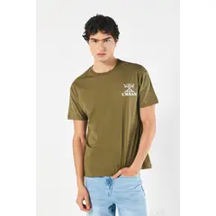 KOAJ - Camiseta estampada unicolor con manga corta en algodón Hombre