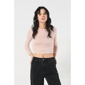 KOAJ - Camiseta manga larga unicolor con elásticos en costado Mujer