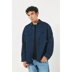 KOAJ - Sobrecamisa oversize unicolor con bolsillos y cuello sp Hombre