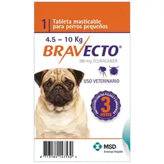 BOEHRINGER INGELHEIM - Bravecto Control Pulgas Garrapatas Perros 4.5 A 10Kg Tableta 250Mg