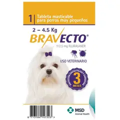 BOEHRINGER INGELHEIM - Bravecto Control Pulgas Garrapatas Perros 2 A 4.5Kg Tableta 1125Mg