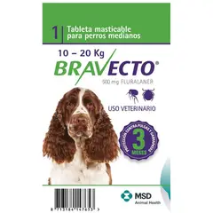 BOEHRINGER INGELHEIM - Bravecto Control Pulgas Garrapatas Perros 10 A 20Kg Tableta 500Mg