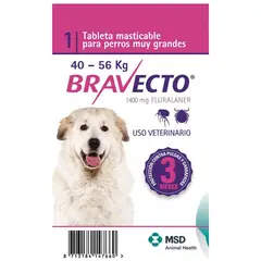 BOEHRINGER INGELHEIM - Bravecto Control Pulgas Garrapatas Perros 40 A 56Kg Tableta 1400Mg