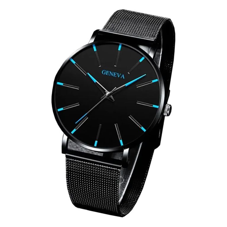 Imagen de Reloj de Cuarzo Para Hombres Banda de Acero Inoxidable - Negro
