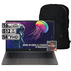 HP - PORTATIL 245 G10 AMD RYZEN 3 7330U 16GB RAM 512GB SSD PANTALLA 14" HD +BOLSO OBSEQUIO!!!