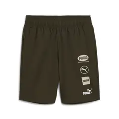 PUMA - Short Marca Original Power Woven Deportivo Verde Hombre