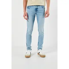 KOAJ - Jean tiro bajo skinny azul claro ceñido con desgastes Hombre