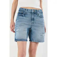 KOAJ - Short en jean azul claro con rotos delanteros y tiro medi MUJER