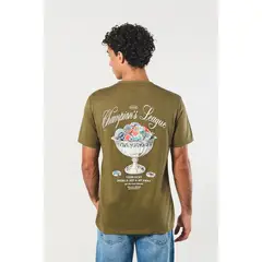 KOAJ - Camiseta verde oscura manga corta con diseños de fortun Hombre